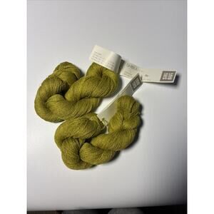 Two Skeins Hanks Shibui Knits Linen Yarn Apple 103 Made in Italy 246 yds each